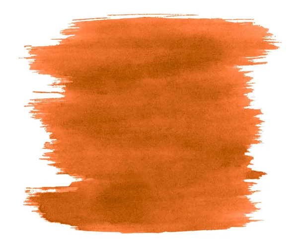 水彩艳丽的橙色背景 有清晰的边界和离婚 水彩刷污迹 带有文本复制空间 — 图库照片