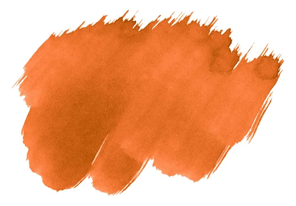 Aquarel Levendige Oranje Achtergrond Met Duidelijke Randen Scheidingen Aquarelverf Borstelvlekken — Stockfoto