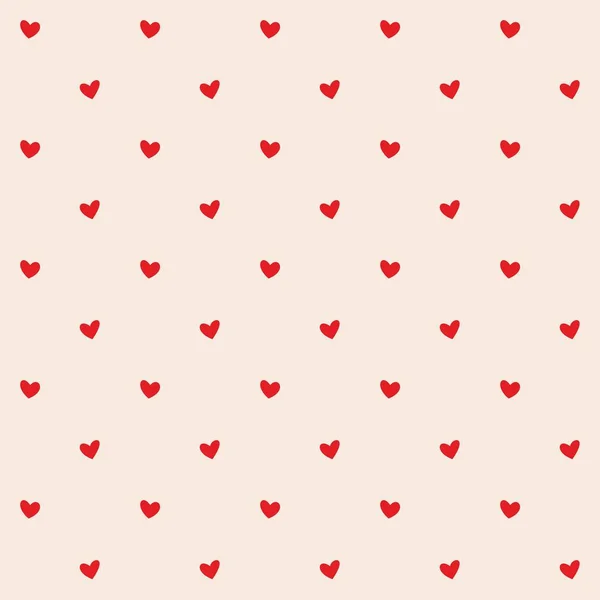 Seamless Pattern Red Hearts Romantic Creamy Peach Background Textile Wallpaper — ストックベクタ