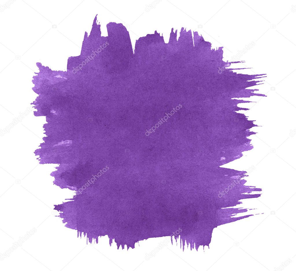 Purple Watercolor  background with clear borders and divorces. Watercolor brush stains. Frame with copy space for text.
