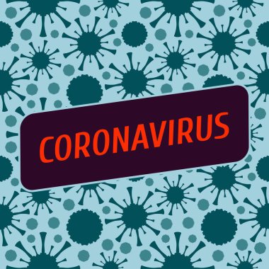Virüsler kusursuz desen, soyut arkaplan. Coronavirüs çizimi. Üzerinde Coronavirus yazılıydı..