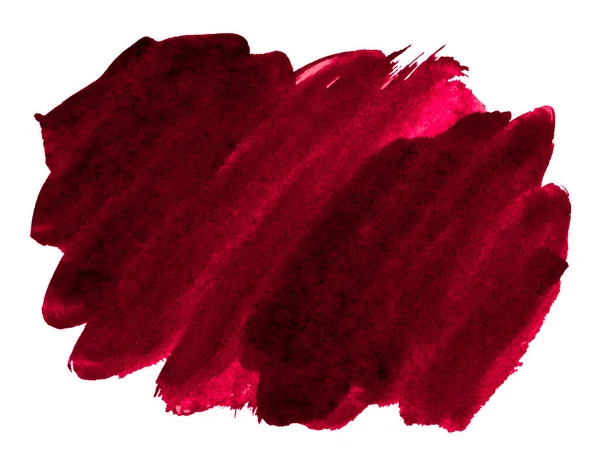 Mörk Vinröd Akvarell Trendig Färg Ljus Isolerad Plats Med Fläckar — Stockfoto