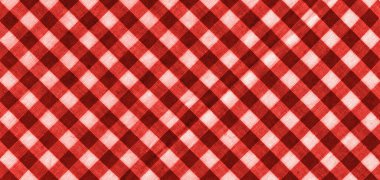 Pamuklu kumaşın parlak kırmızı dokusunun dokusu. Kırmızı tekstil arka planı. Ekose kumaş. Yakın plan.