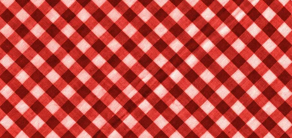 Texture Bright Red Binding Gingham Fabric Red Textile Background Fabric — Stock Photo, Image