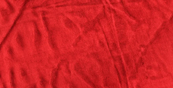 粘合织物的鲜红色质感 红色背景 有天然褶皱 后续行动 — 图库照片