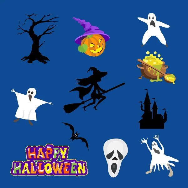 Halloween icons over blue background vector illustration — Διανυσματικό Αρχείο