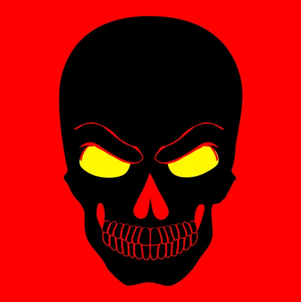 Icône web simple dans le crâne vectoriel illustration de fond rouge . — Image vectorielle