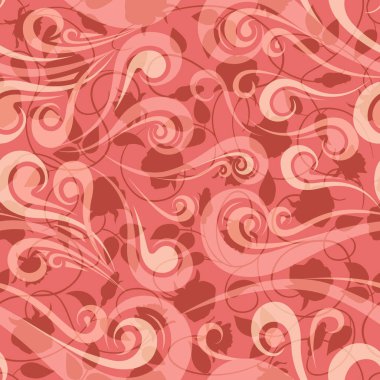 Sorunsuz vintage kıvırcık pembe kahverengi deseni çiçekli