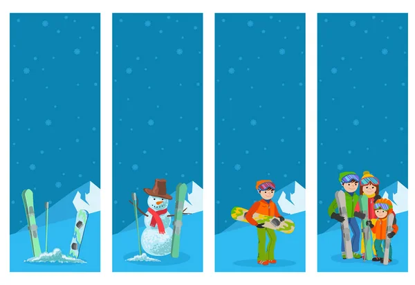 Горнолыжник зимних спортивных флаеров дизайн шаблон. Сноуборд и катание на лыжах на флаерах. Векторная иллюстрация . — стоковый вектор