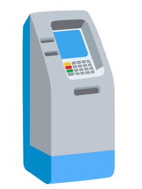 ATM banka para makine üzerinde beyaz arka plan izole vektör çizim