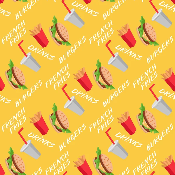 Fast food seamless pattern with burgers