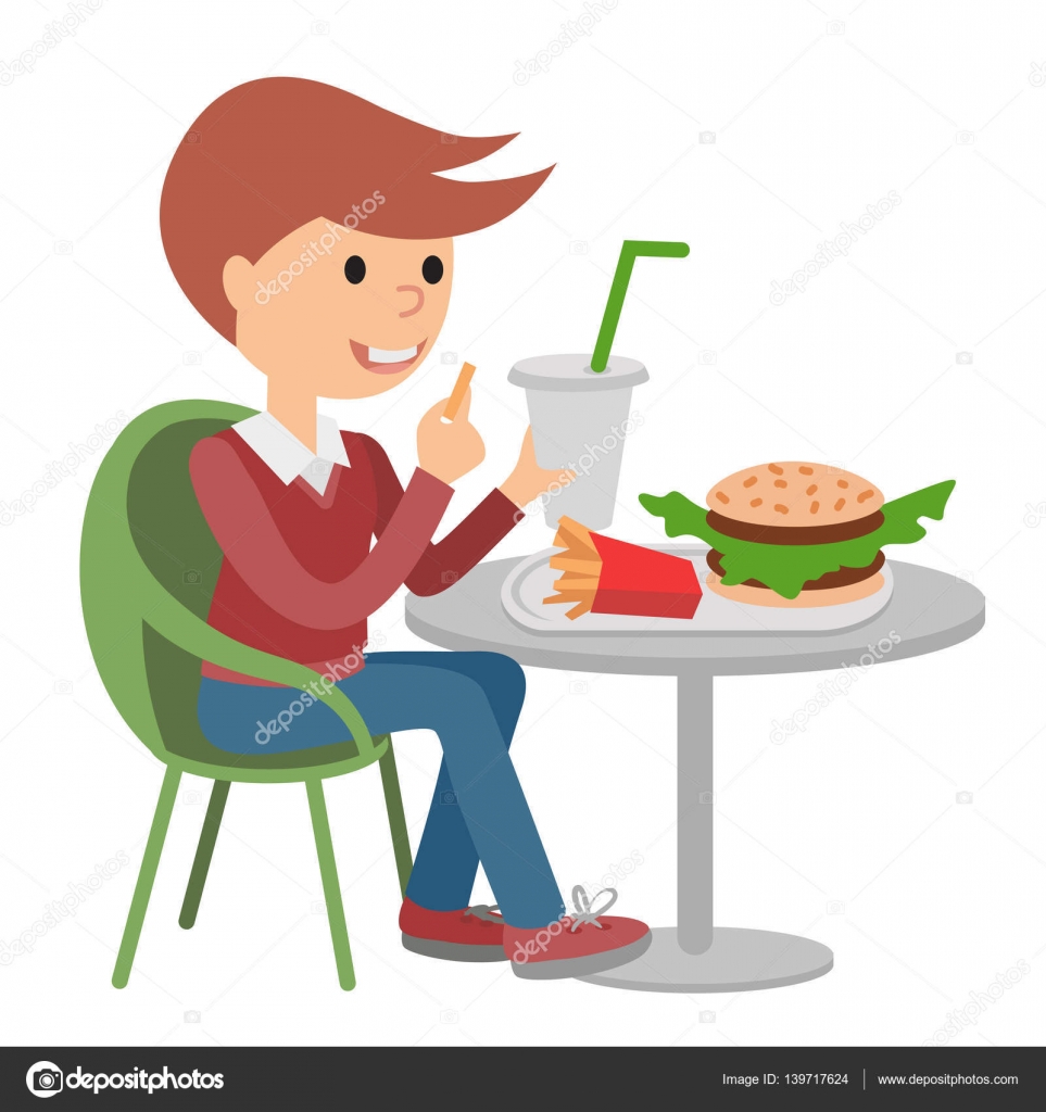 Boy eating fast food. Vector illustration of a child with fries. Stock Vector Image by ©Tusia #139717624 Boy eating fast food. Vector illustration of a child with fries. Stock Vector Image by ©Tusia #139717624