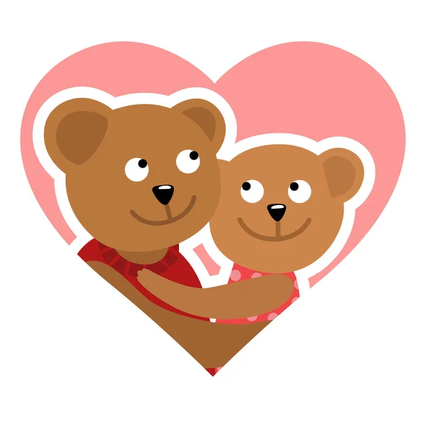 ハグのクマのカップル。バレンタインの日のお祝いカードのベクトル イラスト. — ストックベクタ
