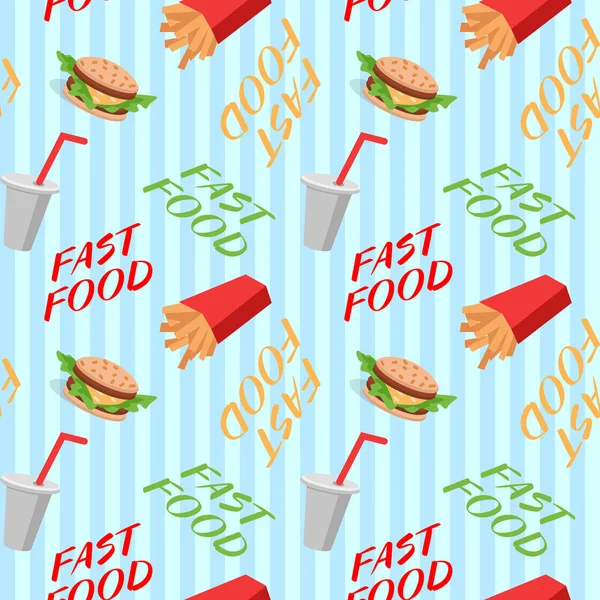 Fastfood naadloze patroon met broodjes — Stockvector