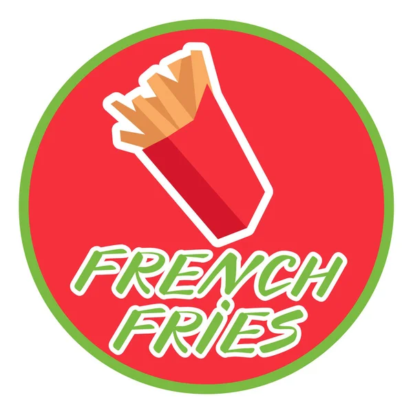 Franse frietjes in een vak-pictogram in vlakke stijl op een witte achtergrond — Stockvector