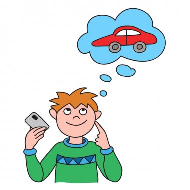 Kredi kartı tutan ve moda alışveriş planlama gülümseyen adam vektör çizim.