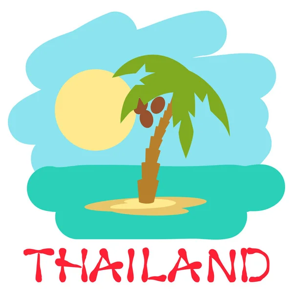 Isla tropical con palmeras. Icono de ilustración vectorial para viajar a Tailandia . — Archivo Imágenes Vectoriales
