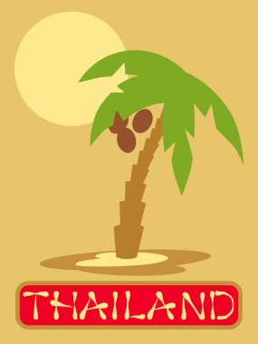 Palmiye ağaçları ile tropik ada. Tayland seyahat için vektör çizim simgesi.