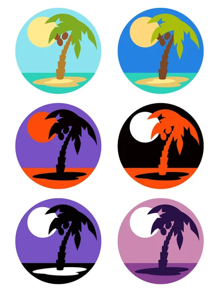 Conjunto de iconos vectoriales emblemas de palmera — Vector de stock