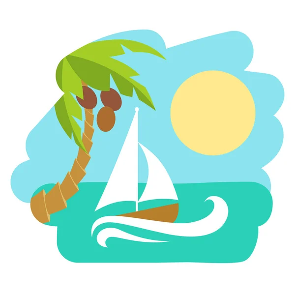 Isla tropical con palmera. Icono de ilustración vectorial para viajar a Tailandia . — Vector de stock