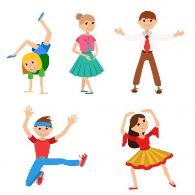 Children dancing, vector illustration clipart