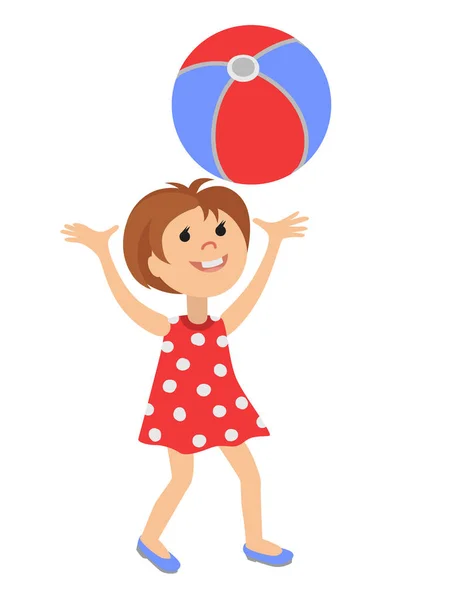 Funny little girl with ball — Stock Vector