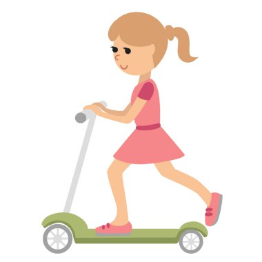 scooter üzerinde sevimli küçük kız