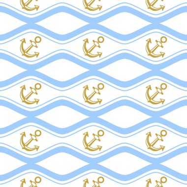 Halatlar ve dalgalar ile Seamless modeli. Deniz tema devam eden arka planlar.