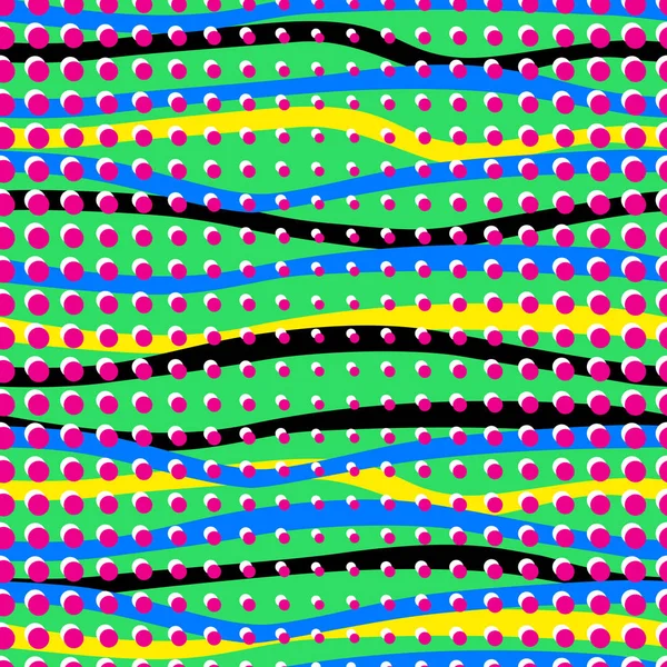 Ilustrasi vektor dari pencetakan konsep pola mulus dengan garis-garis dan warna CMYK - Stok Vektor
