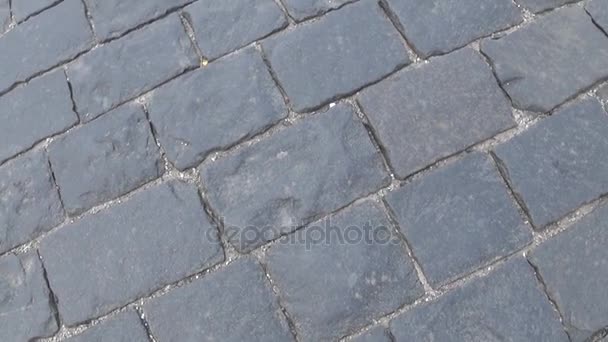 Ancient paving stones in historic center of Moscow. — Stock Video