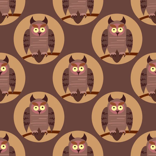 Vektör kuşlar ile seamless modeli. Baykuşlar dallar üzerinde.