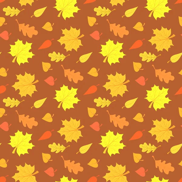 Sonbahar sezonu seamless modeli ile kahverengi zemin vektör çizim üzerinde yapraklar