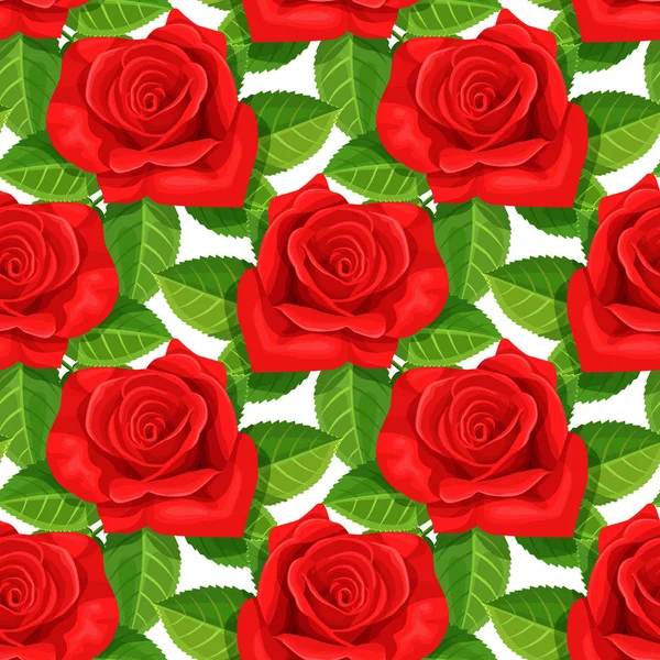 Röda rosen vektor illustration sömlös bakgrund. — Stock vektor