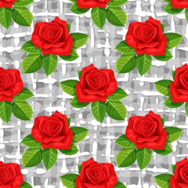 Kırmızı gül vektör çizim sorunsuz arka plan.