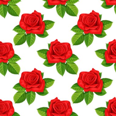 Kırmızı gül vektör çizim sorunsuz arka plan.