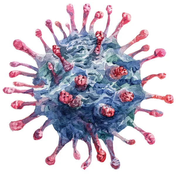 Coronavirus Acuarela Realista Primer Plano Ilustración — Foto de Stock