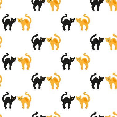 Kediler. Vektör seamless modeli.