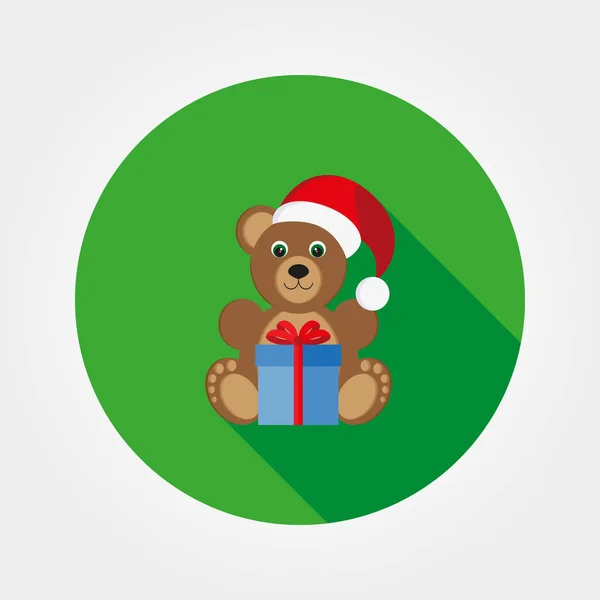 Osito de peluche con gorra de Santa Claus — Vector de stock