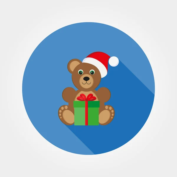 Ours en peluche dans une casquette du Père Noël — Image vectorielle