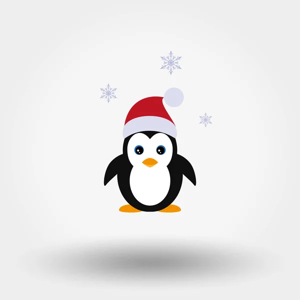 एक सांता क्लॉस टोपी में पेंगुइन — स्टॉक वेक्टर