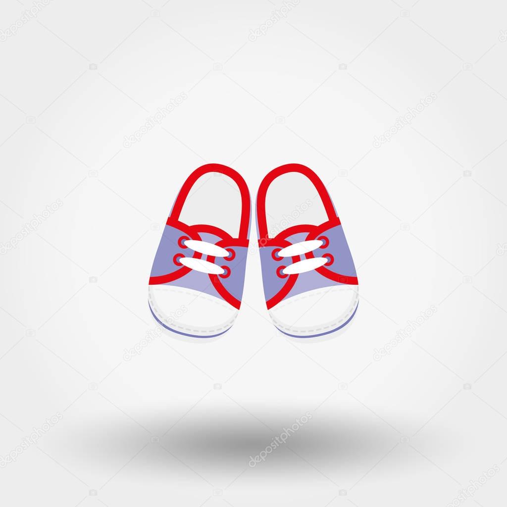 Booties sneakers. Baby shoes. Icon for web and mobile application. Vector illustration on a white background. Flat design style.