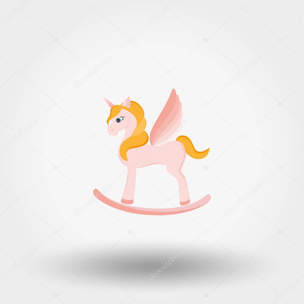 Rocking Horse Unicorn. Icon for web and mobile application. Vector illustration on a white background. Flat design style.