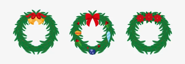 Christmas wreath. Flat. — Stock Vector