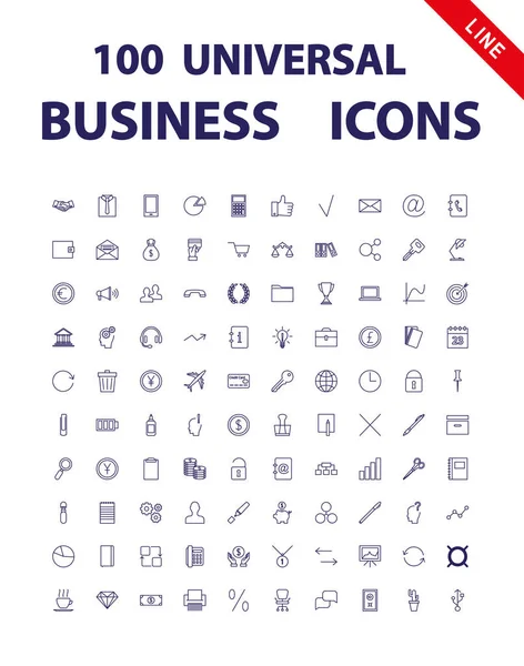 100 Universal Icons. — Stock Vector