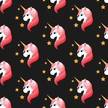 Tek boynuzlu at. Sorunsuz vektör çizim.