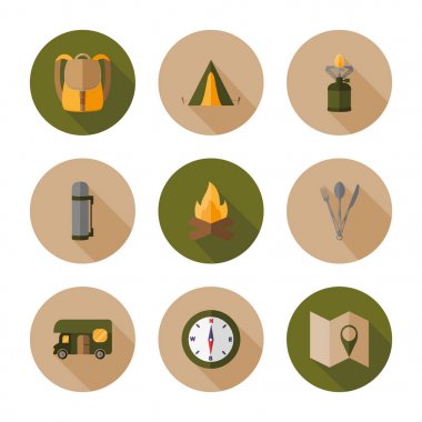 Hiking. Düz tasarım stili.