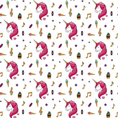 Tek boynuzlu at. Sorunsuz vektör çizim.