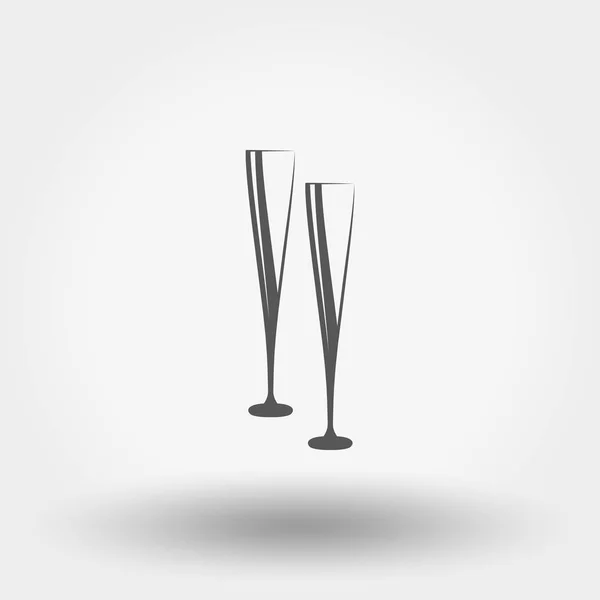 Dos copas de vino o champán . — Vector de stock