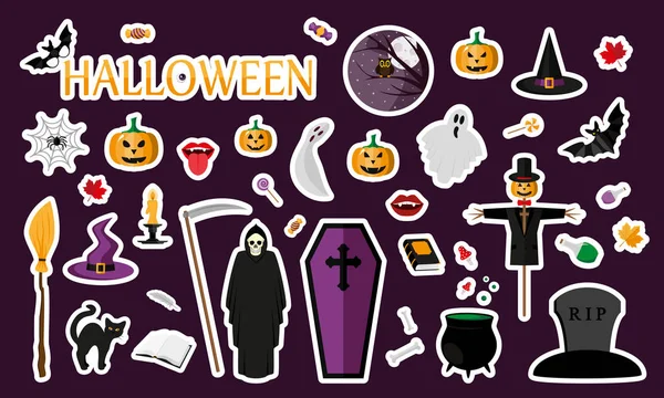 Halloween. Matricák. Lakás — Stock Vector