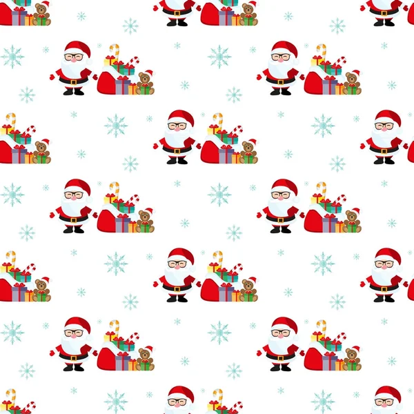 Noel Baba ve bir çanta hediye. Noel desen